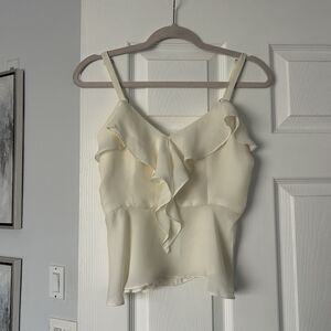 PARKER Top Silk Shirt Blouse Ruffle White Sz XS 2